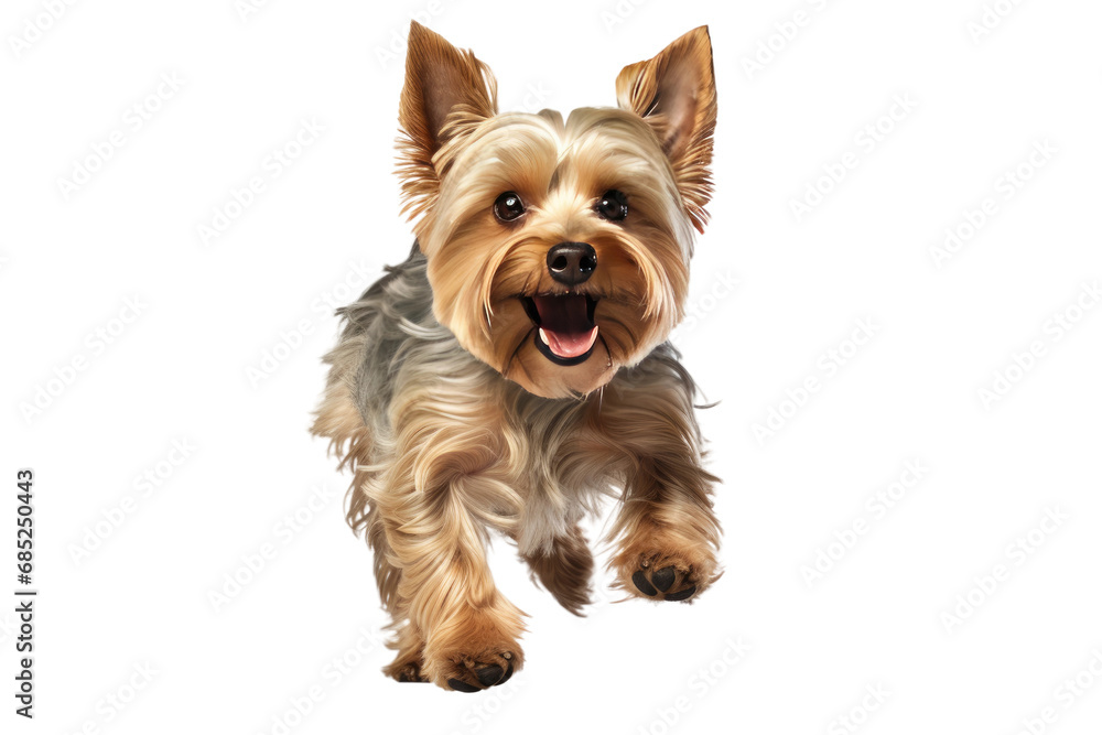 Gold Yorkshire Dog Running Side Ways on a White or Clear Surface PNG Transparent Background Gold Yorkshire Dog Running Side Ways on a White or Clear Surface PNG Transparent Background