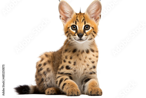 Serval Slender African Wildcat on a White or Clear Surface PNG Transparent Background photo