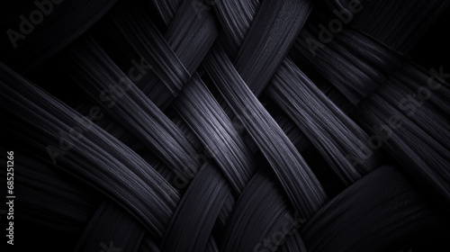 Illustration of a dark abstract background with intertwined shaped fibers with effects