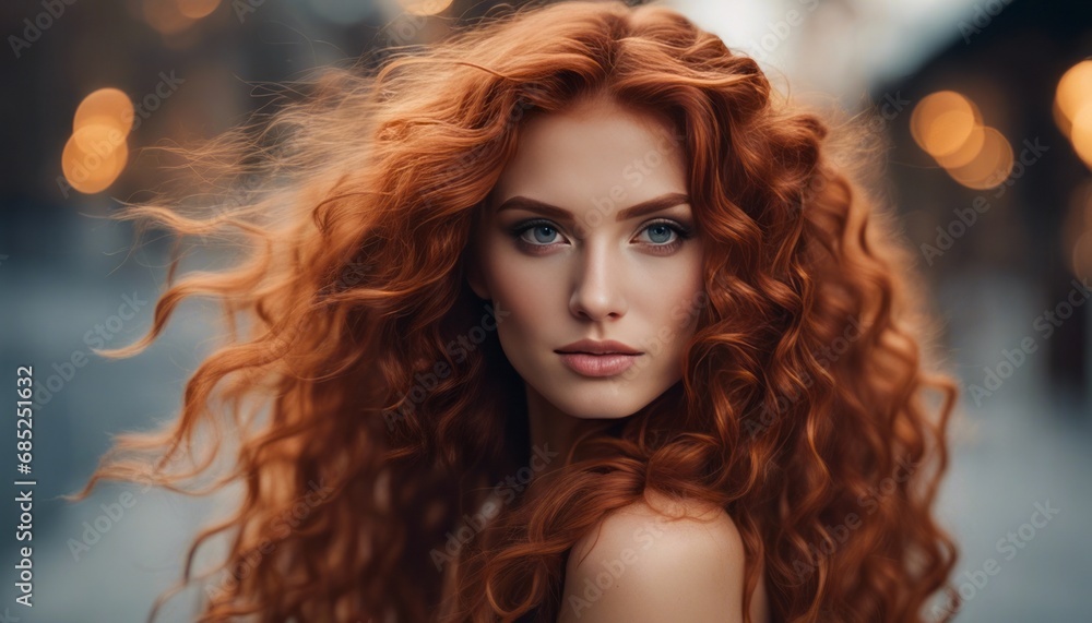 Beautiful model girl with long red curly hair .Red head Beautiful model girl with long red curly hair .Red head