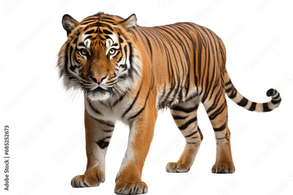 Majestic Jungle Tiger on a White or Clear Surface PNG Transparent Background