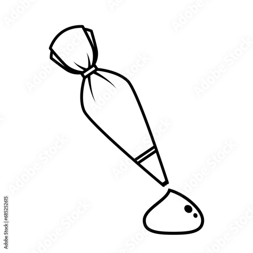 Bakery logo. Piping Cream Cake logo design. Silicone Piping Cream Cake doodle symbol.