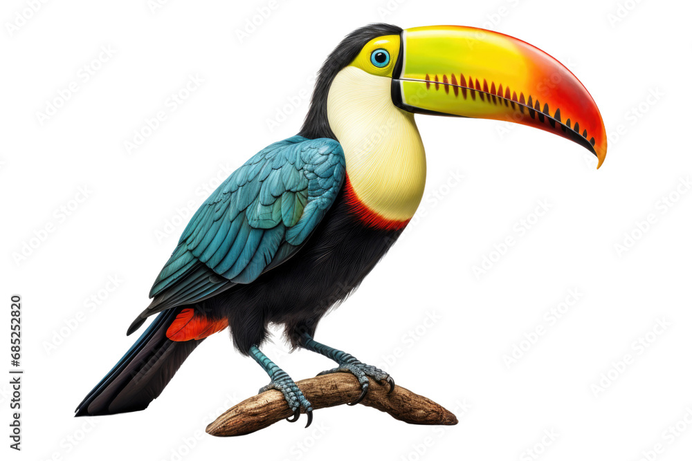 Obraz premium Toucan Colorful Canopy Dweller on a White or Clear Surface PNG Transparent Background