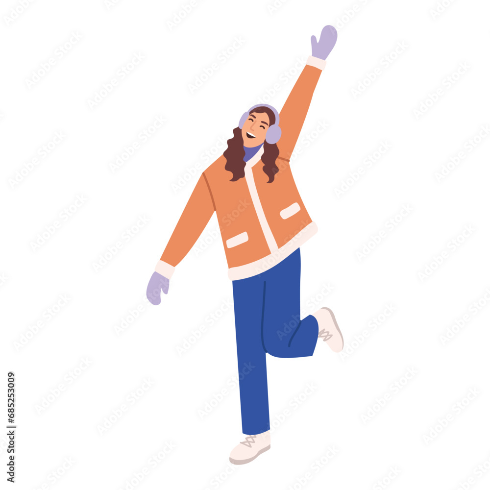 girl or woman in winter clothes. Flat vector illustration girl or woman in winter clothes. Flat vector illustration