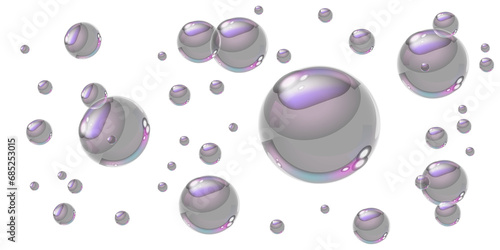 flying soap bubbles on a transparent background