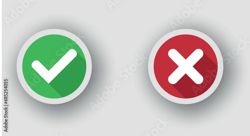 A set of marks YES or NO with ribbon. Vector on background