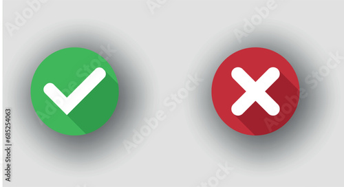 A set of marks YES or NO Vector on background