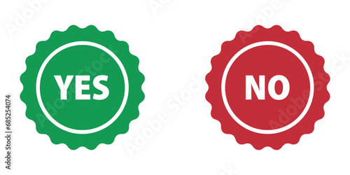 A set of marks YES or NO. Vector on background