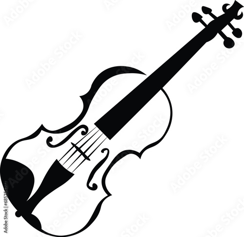 Cartoon Black and White Isolated Illustration Vector Of A Violin Music Instrument