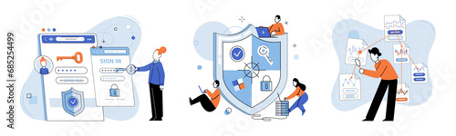 Information security vector illustration. Robust encryption technologies provide additional layer protection for sensitive information The information security metaphor highlights need for proactive