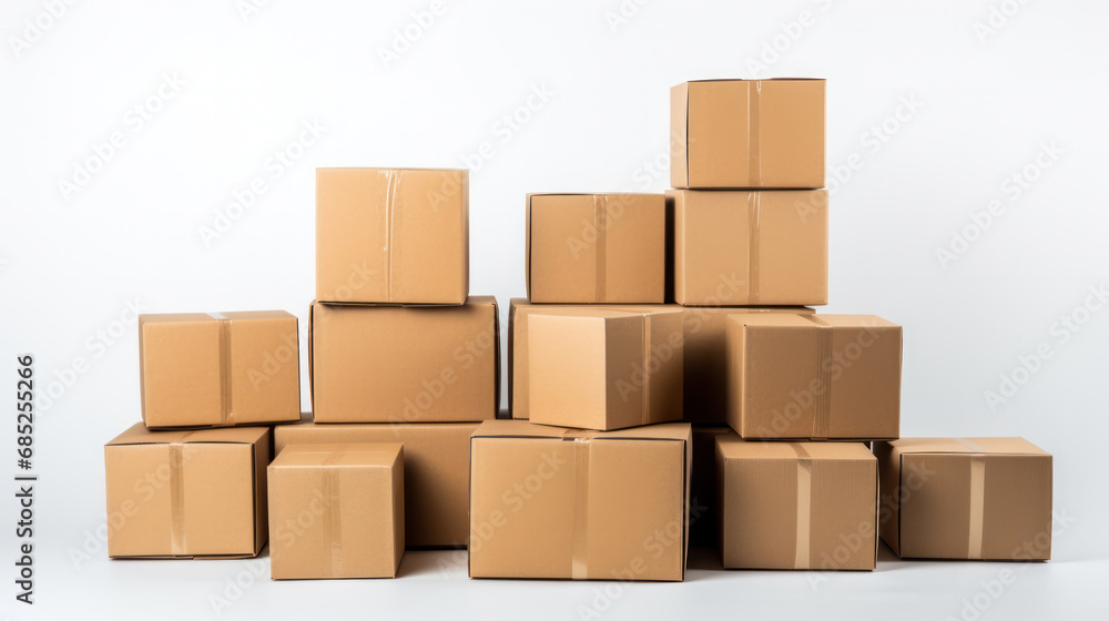 stack of cardboard boxes on white background stack of cardboard boxes on white background