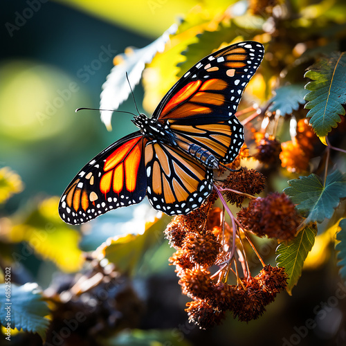 Butterfly on orange flower in the garden © MARUF