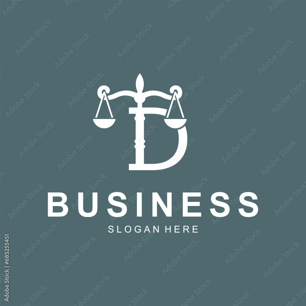 Initial D Scale Justice Logo design template, monogram logo for law ...