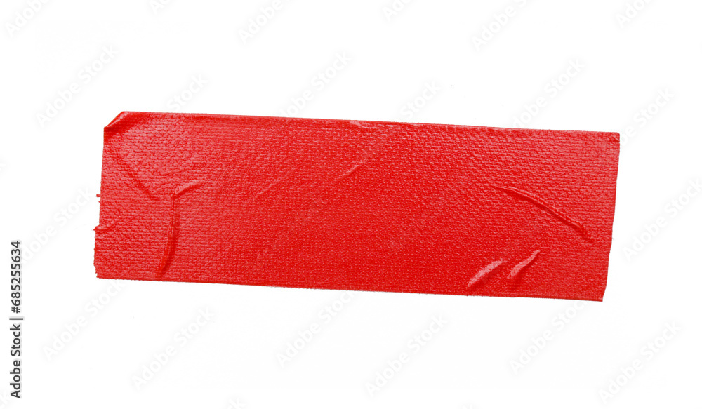A piece of general purpose vinyl red tape isolated on white  - obrazy, fototapety, plakaty 
