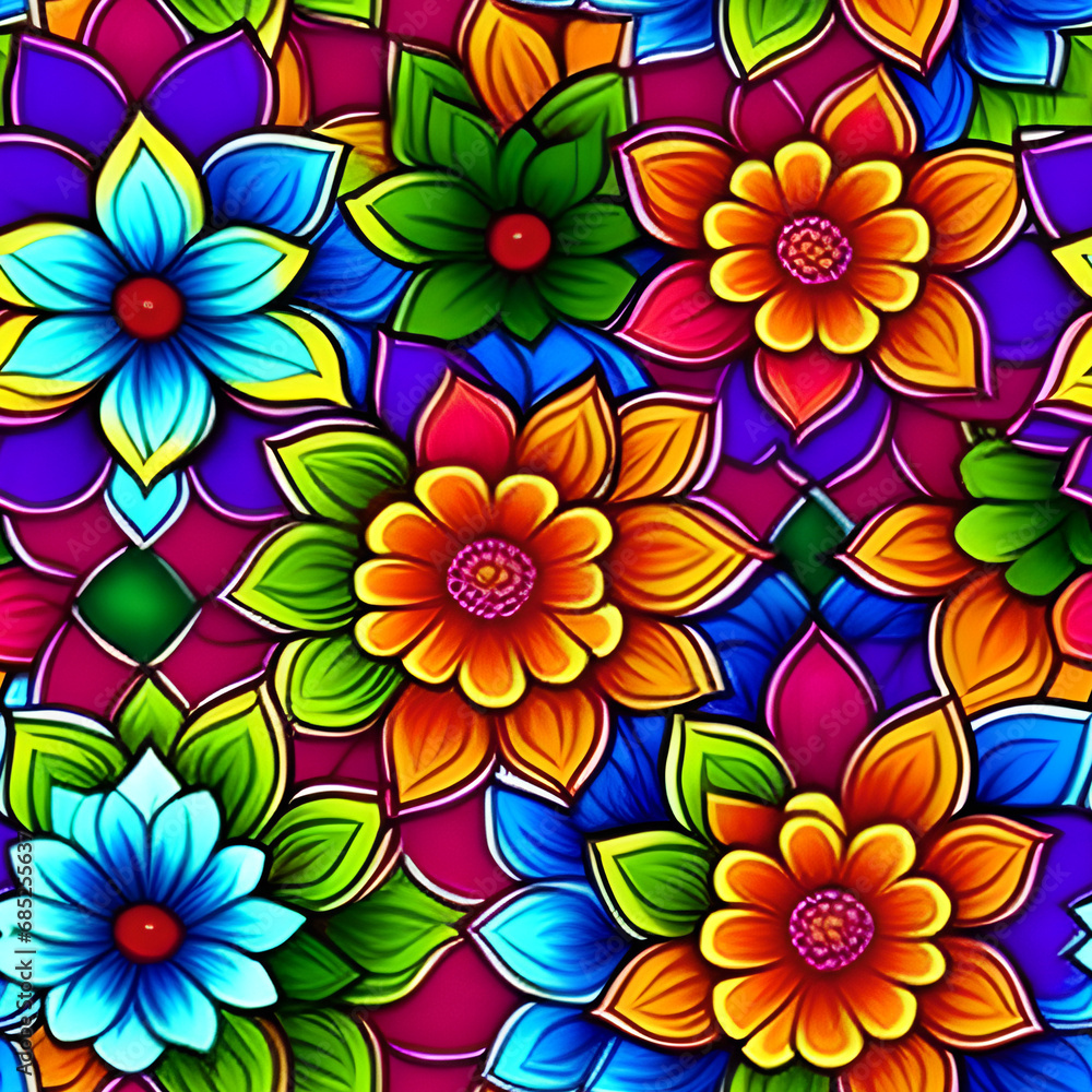 Floral mandala with bright colors