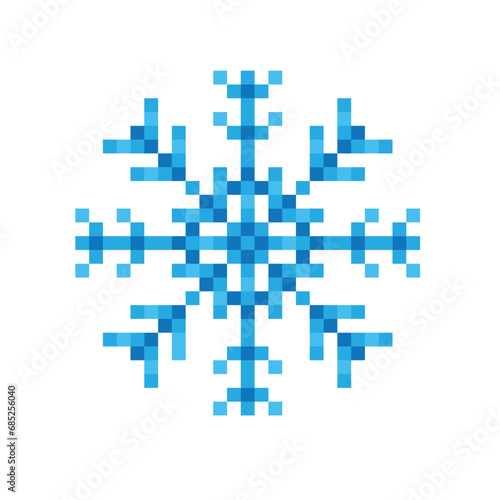 pixel snowflakes icon. Vector pixel art snowflake 8 bit logo for game