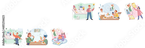 Children with smartphone. Vector illustration. Many children are constantly connected, using their phones to access information and communicate The concept children with smartphones metaphorically