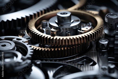 Steampunk Gear Technical Texture on Dark Brown Background - Industrial Design