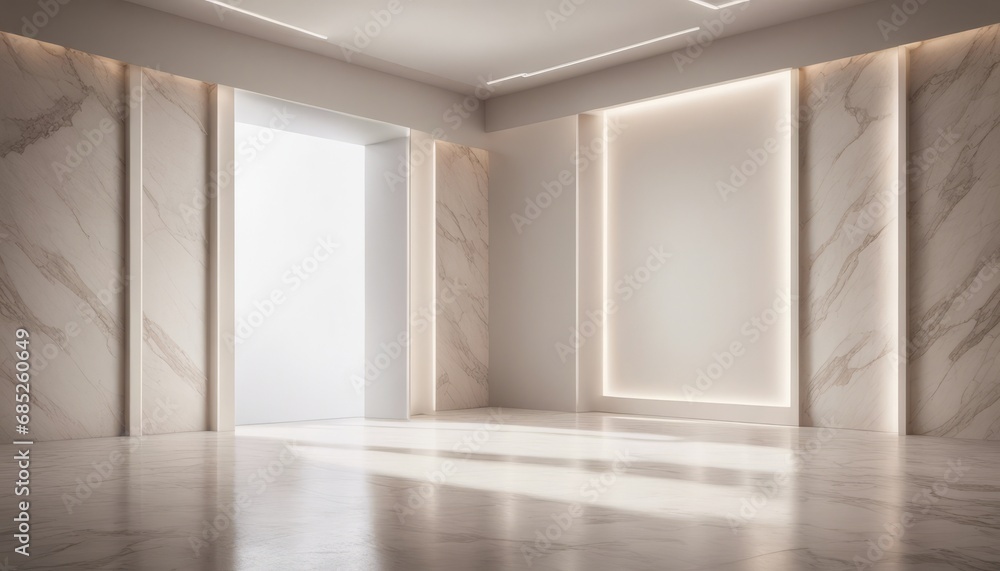 Fototapeta premium light and shadow room mock ups - light beige and white marble wall