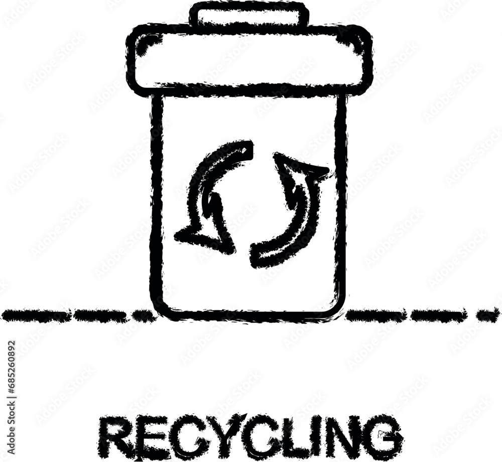 recycling outline icon grunge style vector recycling outline icon grunge style vector