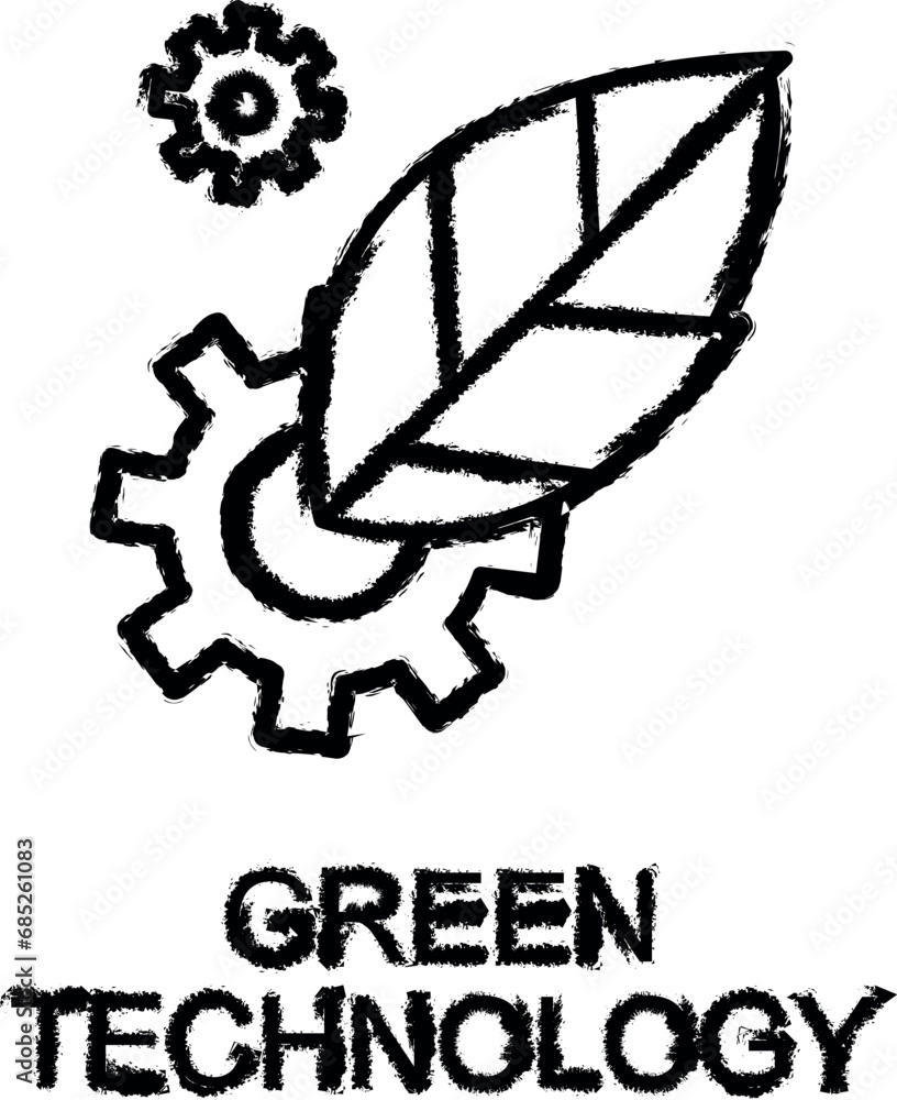 green technology outline icon grunge style vector green technology outline icon grunge style vector
