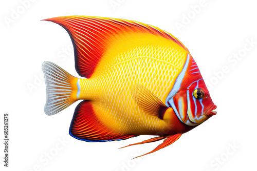 Beautiful Red Yellow Marine Angelfish On Transparent Background
