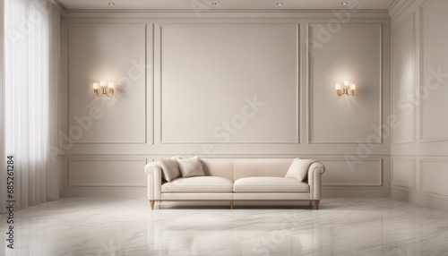 light and shadow room mock ups - light beige and white marble wall