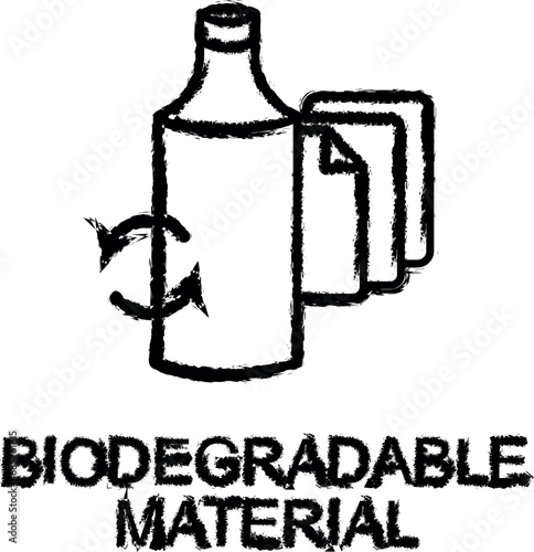 biodegradable material outline icon grunge style vector