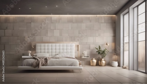 light and shadow room mock ups - light gray  brown and beige tiled wall
