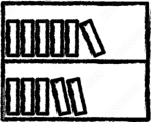 bookcase outline icon grunge style vector