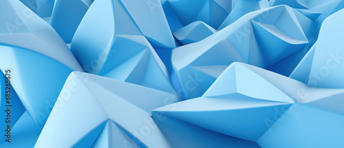 Abstract composition of blue triangular shapes.