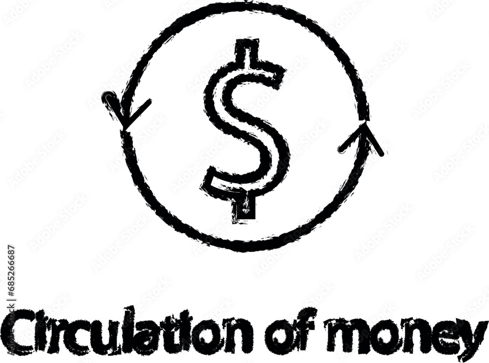 circulation of money icon grunge style vector circulation of money icon grunge style vector