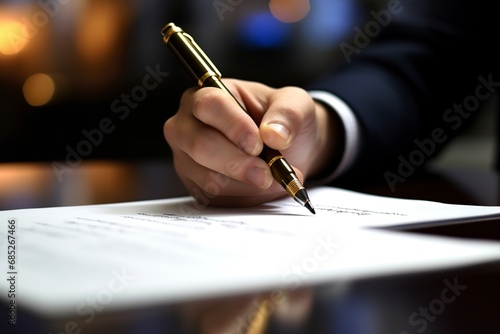 hands writing a document with a pen