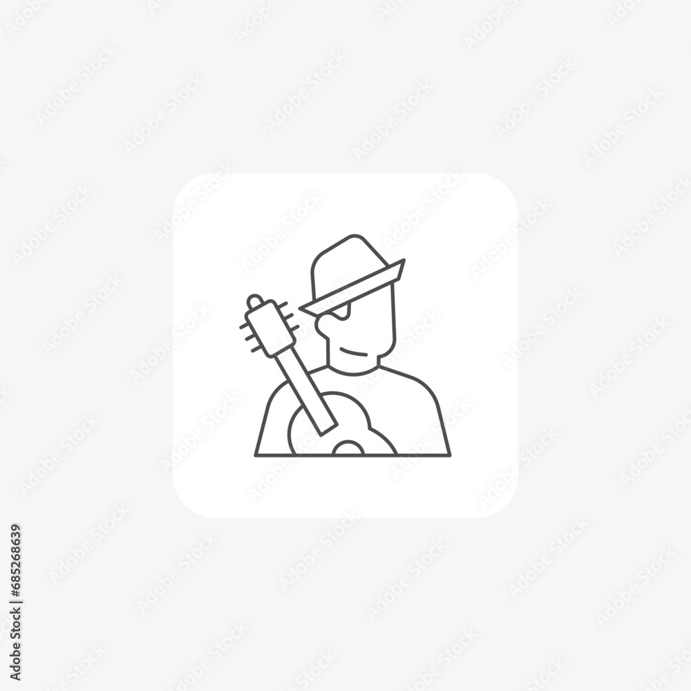 Musician, Artistry, Creativity thin line icon, grey outline icon, pixel perfect icon