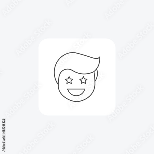 Excited, Excitement, Enthusiasm, thin line icon, grey outline icon, pixel perfect icon