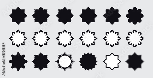 Set of Ornate Frames Price tag Icons, Promotion sale, quality mark, discount stickers, Stars Frames Vector illustrations