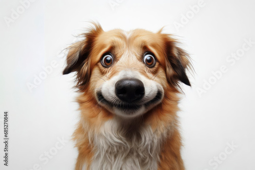 dog with strange facial expressions on solid white background. ai generative photo