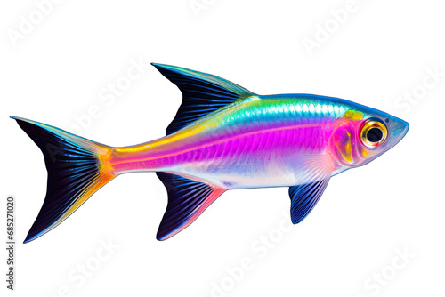 Beautiful Neon Tetras Fish On Transparent Background