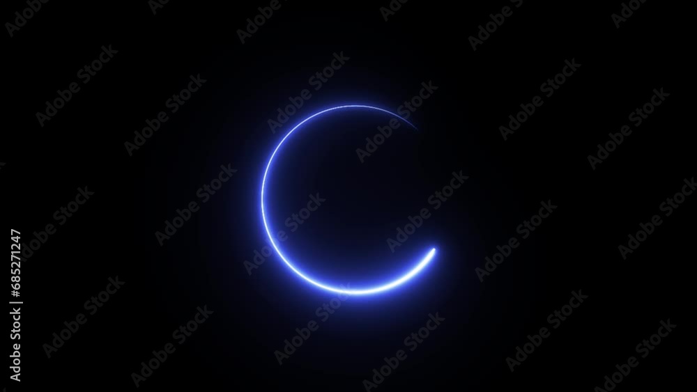 Neon circle rotation, glowing effect circle frame animation isolated on black background. Neon circle rotation, glowing effect circle frame animation isolated on black background.