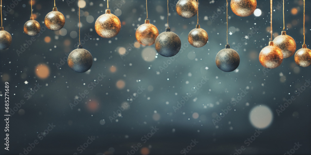 Fototapeta premium christmas background with balls and snowflakes celebration invitation gift card wallpaper