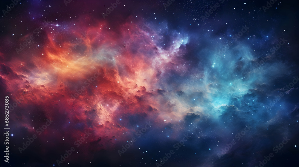 Naklejka premium surreal abstract space background, colorful galaxy and lights ,Generated with AI.