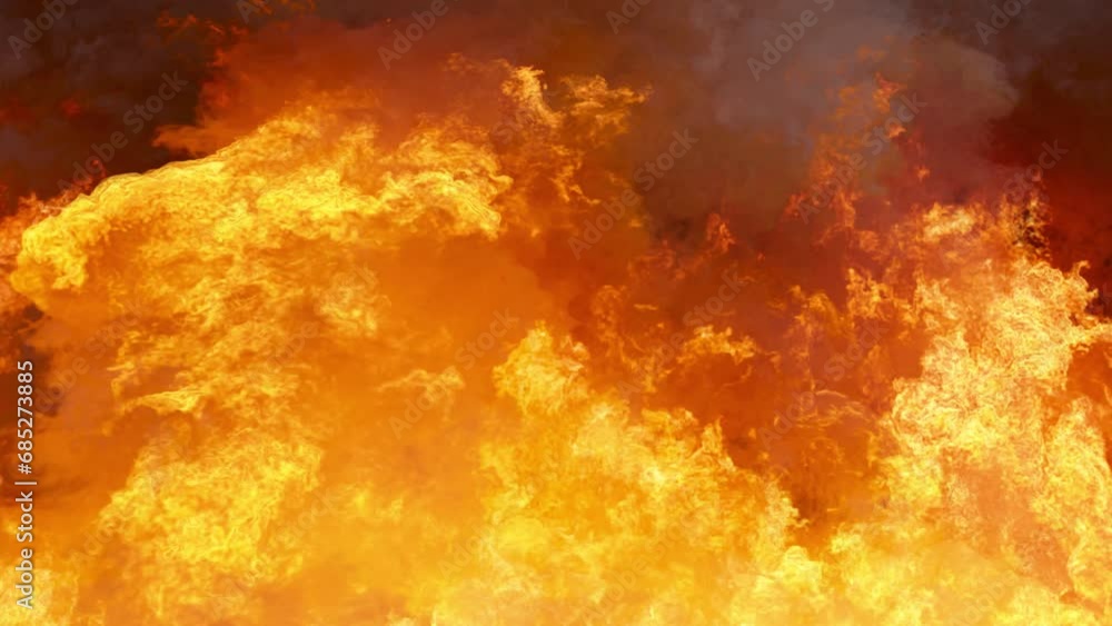 fire wall of smoke and fire , fire flame background render 3d