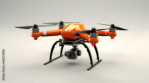 Quadcopter air drone isolated on white background. 3d illustration,Generative Ai.