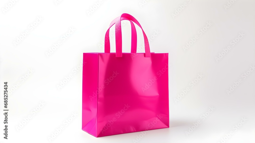 Hot Pink Shopping Bag on a white Background with Copy Space. Template for Sales and Auctions Hot Pink Shopping Bag on a white Background with Copy Space. Template for Sales and Auctions