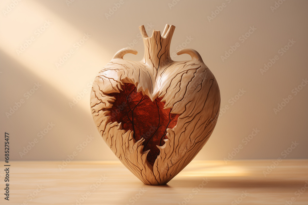 coeur brisé ouvert, maladie cardiaque, tako tsubo, insuffisance cardiaque ou infarctus du myocarde - obrazy, fototapety, plakaty 