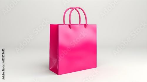 Hot Pink Shopping Bag on a white Background with Copy Space. Template for Sales and Auctions