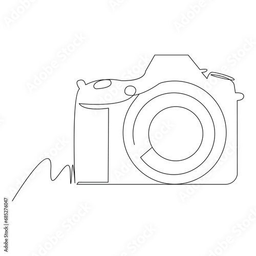 Camera Continuous single line vector art drawing and illustration 