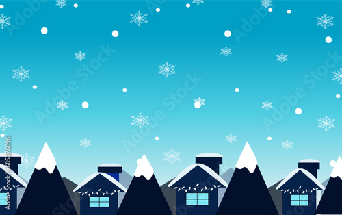 Snow in the village Flat winter landscape snowflake and snow winter holiday wallpaper bright sky 