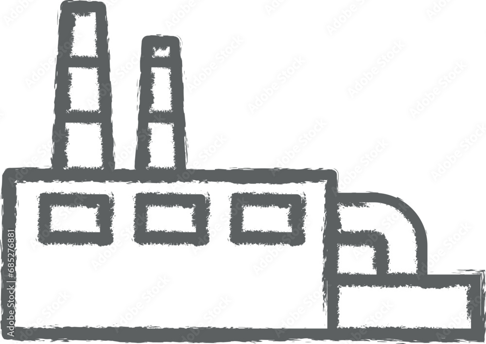 Industry flat, building, factory, plant, power station warehouse icon grunge style vector Industry flat, building, factory, plant, power station warehouse icon grunge style vector
