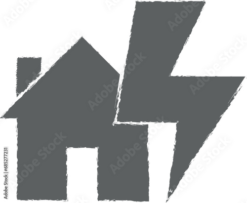 Insurance, home, house, lightning, thunderstorm icon grunge style vector